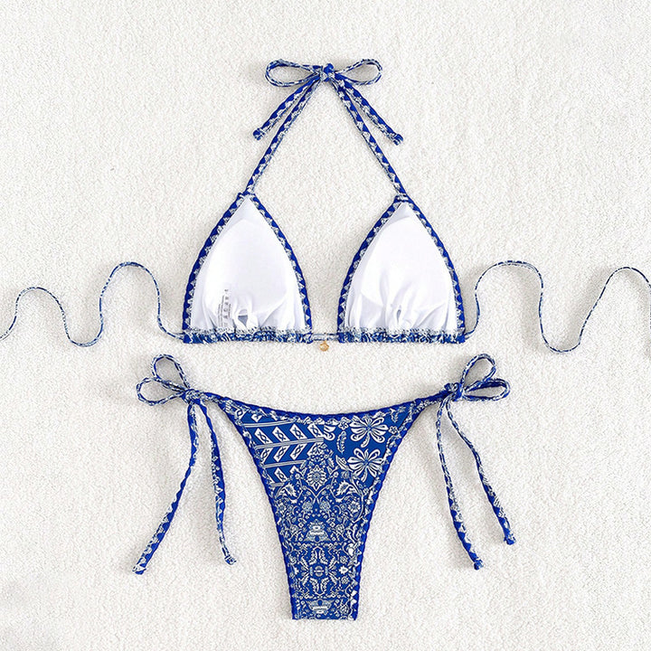 Dame Triangel-Bikini med blommotiv Mirla-Eva Jonsson