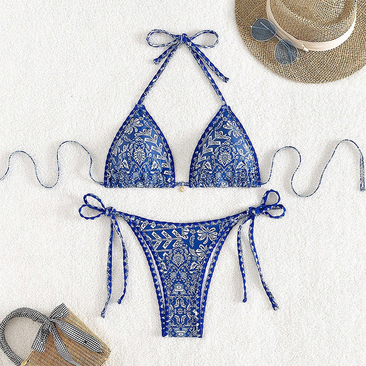 Dame Triangel-Bikini med blommotiv Mirla-Eva Jonsson