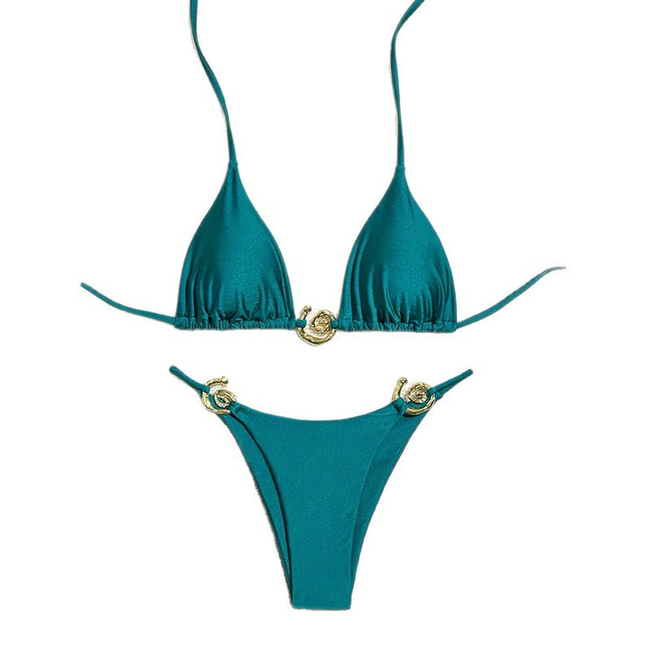 Dame Triangel-Bikini med eleganta gulddetaljer och justerbara axelband Mirla-Eva Jonsson