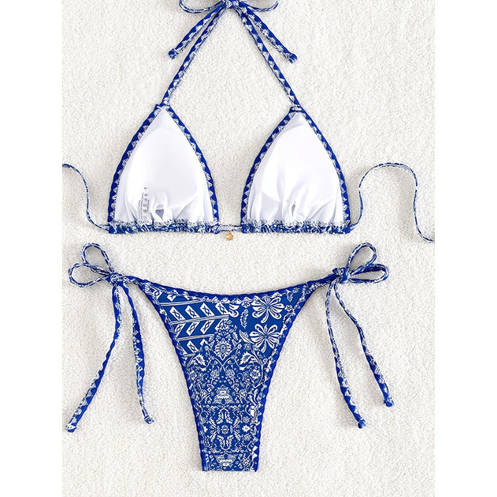 Dame Triangel-Bikini med justerbara bindband och blommönster Mirla-Eva Jonsson