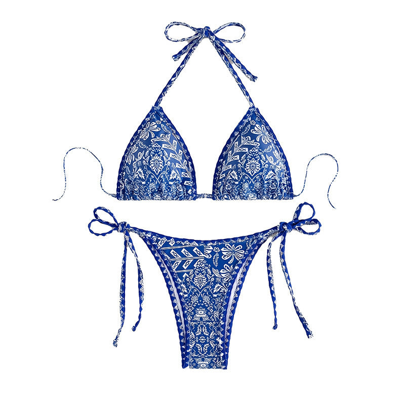 Dame Triangel-Bikini med justerbara bindband och blommönster Mirla-Eva Jonsson