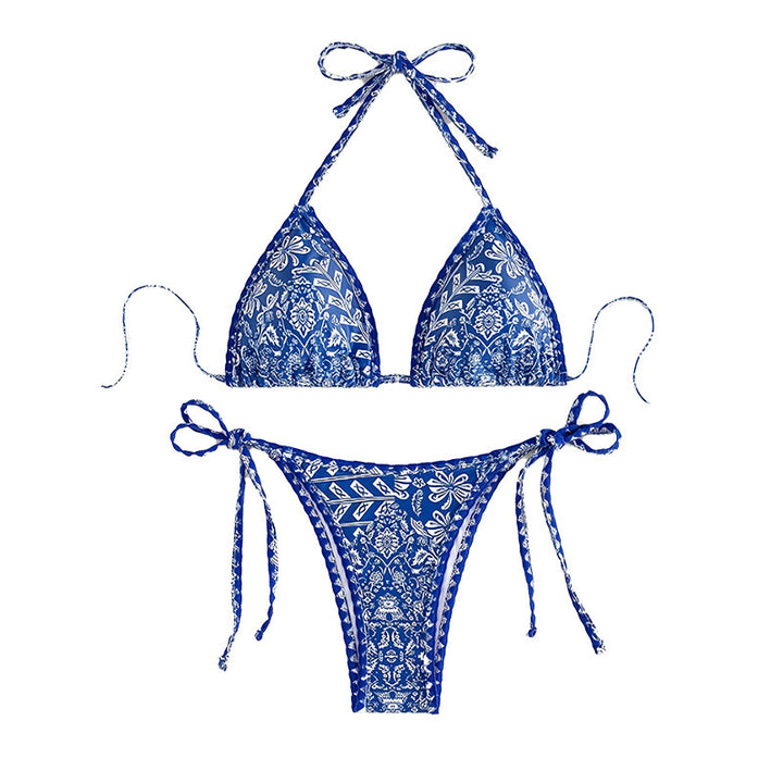 Dame Triangel-Bikini med justerbara bindband och blommönster Mirla-Eva Jonsson