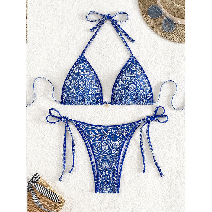 Dame Triangel-Bikini med justerbara bindband och blommönster Mirla-Eva Jonsson