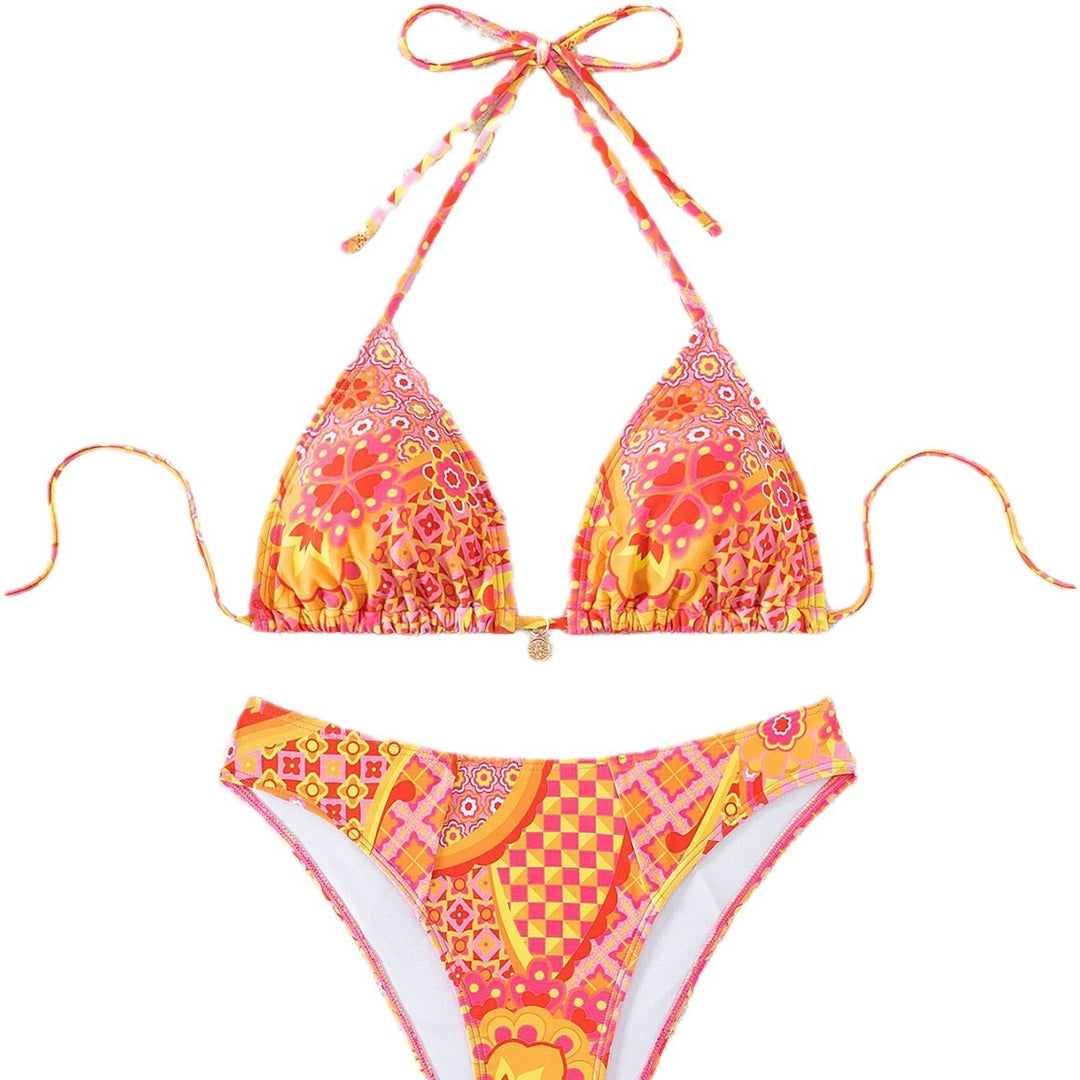 Dame Triangel-Bikini med unikt mosaikmönster och justerbara band Mirla-Eva Jonsson