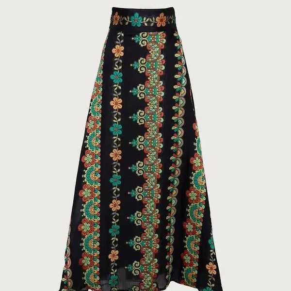 Dame Tvådelat Outfit med kort topp och blommig Maxikjol Mirla-Eva Jonsson