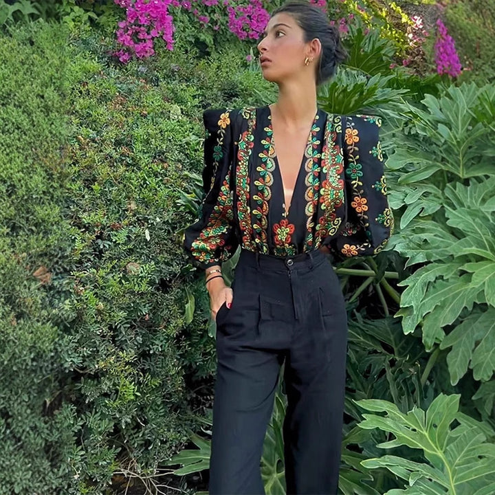 Dame Tvådelat Outfit med kort topp och blommig Maxikjol Mirla-Eva Jonsson