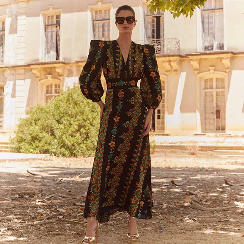 Dame Tvådelat Outfit med kort topp och blommig Maxikjol Mirla-Eva Jonsson