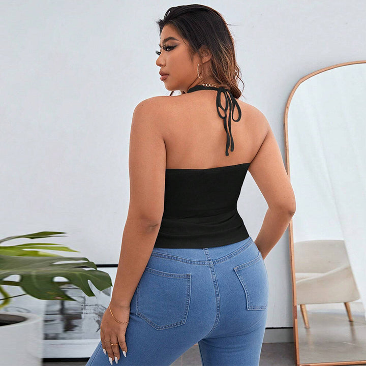 Dame V-hals tanktop med asymmetrisk nederkant og rynker Mirla-Eva Jonsson