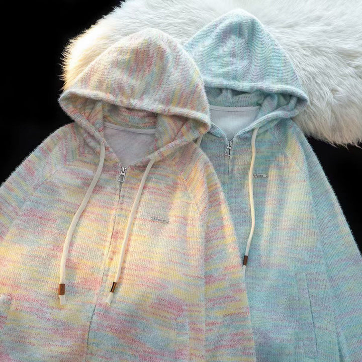 Dame Zip-Hoodie med Lätt Strukturerat Öglmönster och Praktiska Fickor Mirla-Eva Jonsson