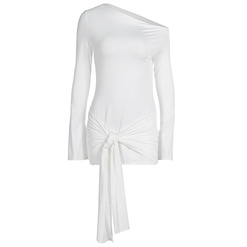 Dame asymmetrisk wrap-top med dekorativ knut Mirla-Eva Jonsson