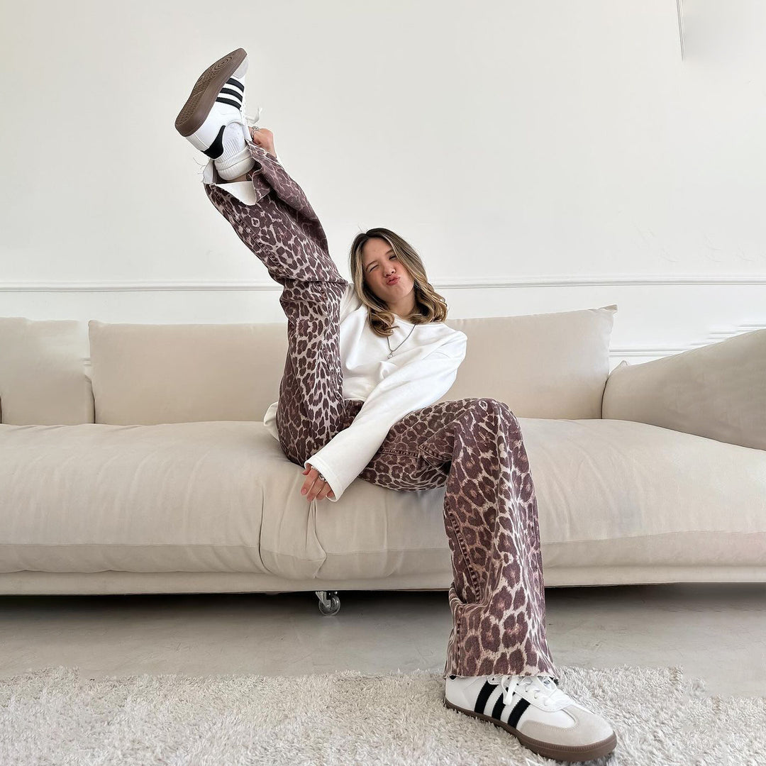 Dame avslappnad Leopard-jeans Mirla-Eva Jonsson