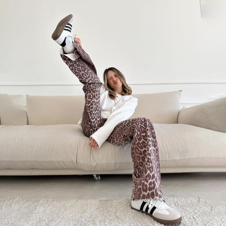 Dame avslappnad Leopard-jeans Mirla-Eva Jonsson