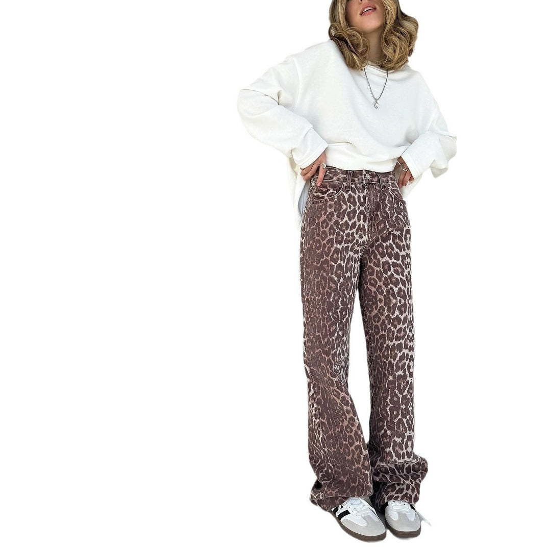 Dame avslappnad Leopard-jeans Mirla-Eva Jonsson