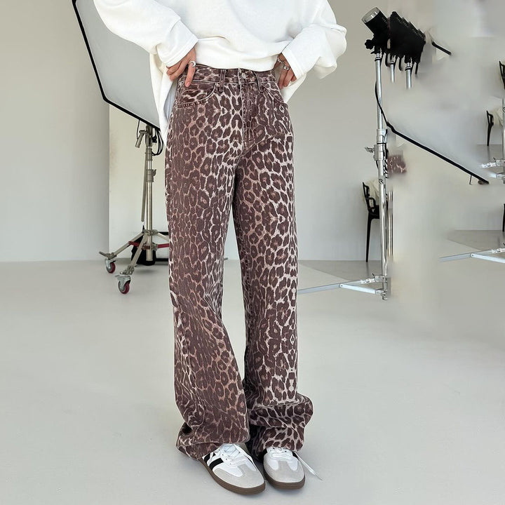 Dame avslappnad Leopard-jeans Mirla-Eva Jonsson