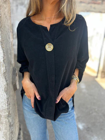 Dame avslappnad blus med knappdetalj Mirla-Eva Jonsson