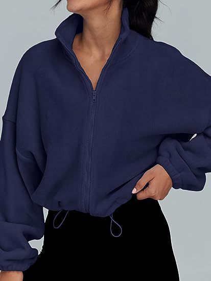 Dame avslappnad fleece zip-pullover med hög krage Eva Jonsson-Eva Jonsson