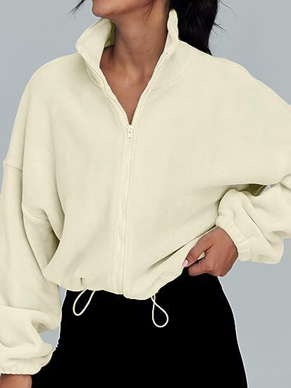 Dame avslappnad fleece zip-pullover med hög krage Eva Jonsson-Eva Jonsson