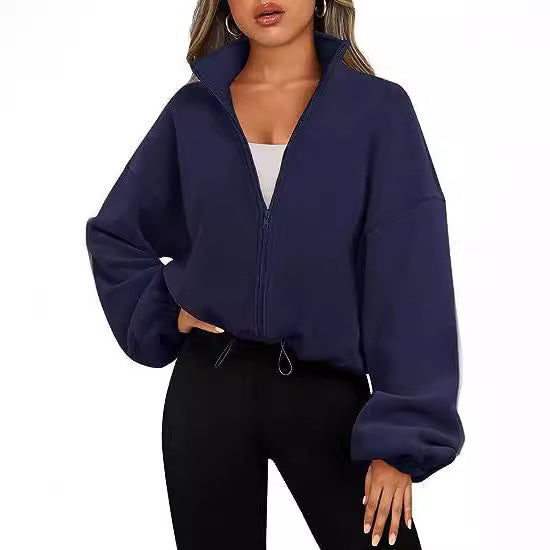 Dame avslappnad fleece zip-pullover med hög krage Eva Jonsson-Eva Jonsson
