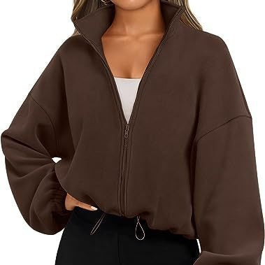 Dame avslappnad fleece zip-pullover med hög krage Eva Jonsson-Eva Jonsson