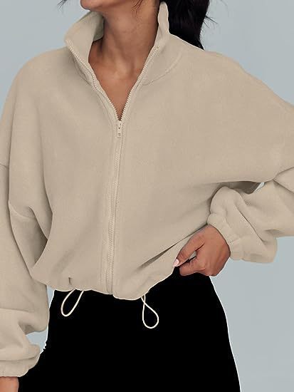 Dame avslappnad fleece zip-pullover med hög krage Eva Jonsson-Eva Jonsson