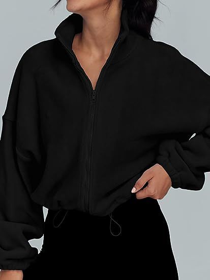 Dame avslappnad fleece zip-pullover med hög krage Eva Jonsson-Eva Jonsson