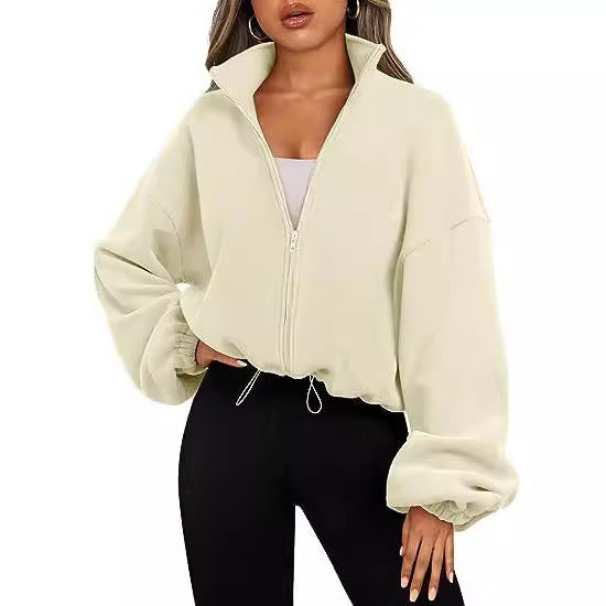 Dame avslappnad fleece zip-pullover med hög krage Eva Jonsson-Eva Jonsson