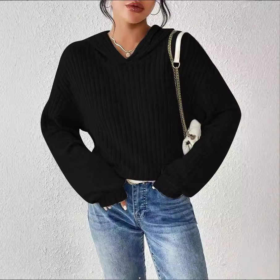 Dame avslappnad hoodie med strukturerad ribbdesign och vida ärmar Mirla-Eva Jonsson