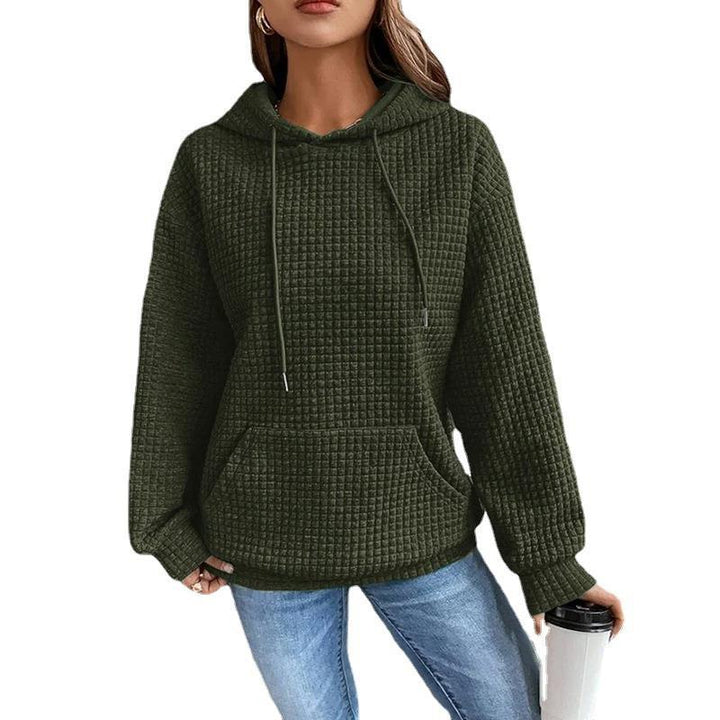 Dame avslappnad hoodie med strukturerad yta och praktisk känguruficka Eva Jonsson-Eva Jonsson