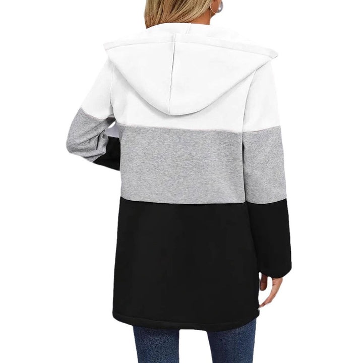 Dame avslappnad huva rock med färgblockerande design Mirla-Eva Jonsson