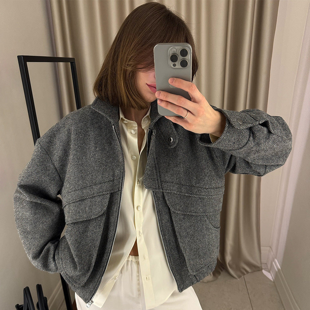 Dame avslappnad oversize-jacka med geometrisk design Mirla-Eva Jonsson