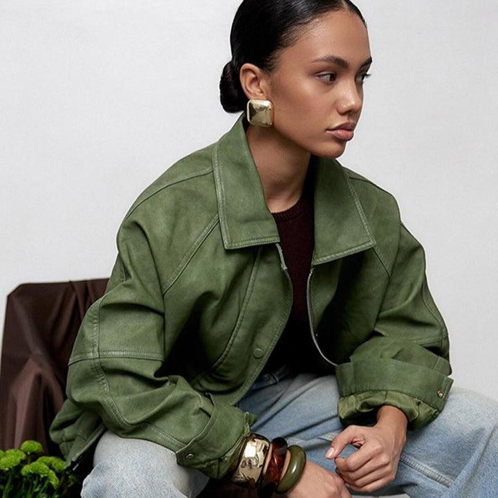 Dame avslappnad oversized jacka i veganskt mocka Mirla-Eva Jonsson