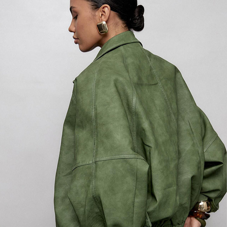 Dame avslappnad oversized jacka i veganskt mocka Mirla-Eva Jonsson