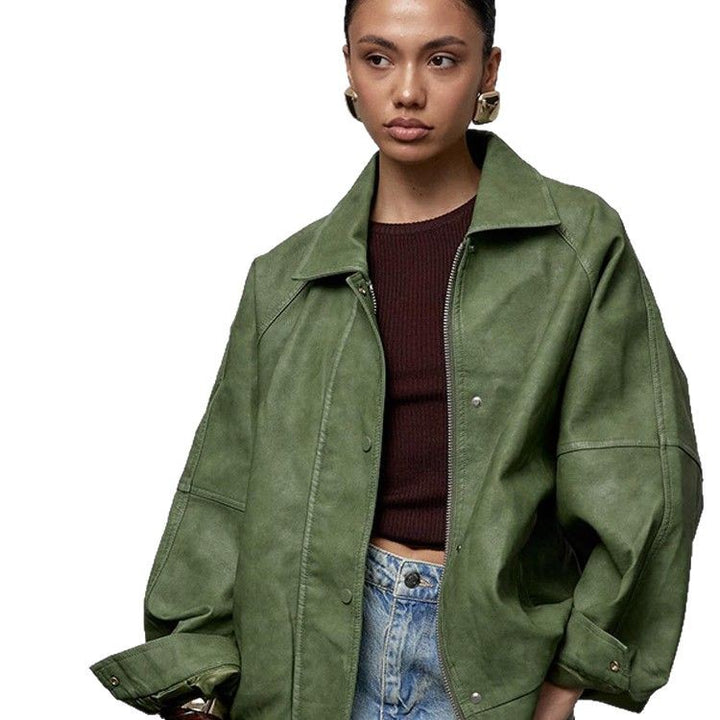 Dame avslappnad oversized jacka i veganskt mocka Mirla-Eva Jonsson