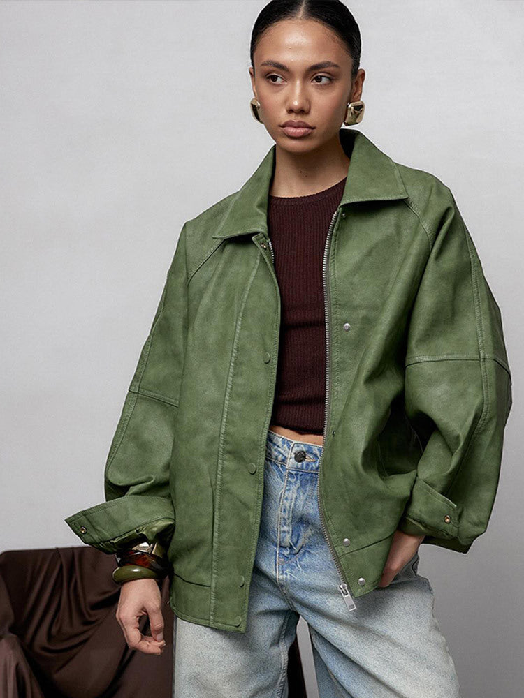 Dame avslappnad oversized jacka i veganskt mocka Mirla-Eva Jonsson
