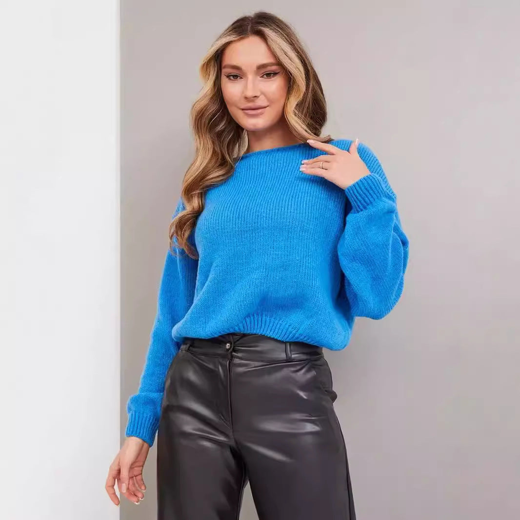 Dame avslappnad oversized jumper med ballongärmar och strukturerat mesh-mönster Eva Jonsson-Eva Jonsson