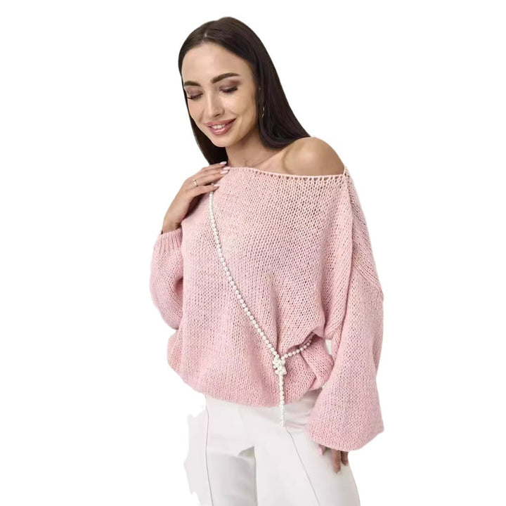 Dame avslappnad oversized jumper med ballongärmar och strukturerat mesh-mönster Eva Jonsson-Eva Jonsson