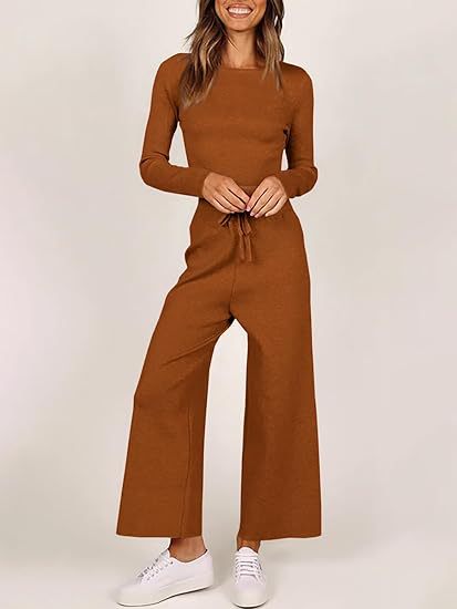 Dame avslappnad stickad jumpsuit med vida ben Eva Jonsson-Eva Jonsson