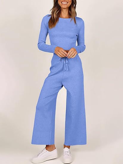 Dame avslappnad stickad jumpsuit med vida ben Eva Jonsson-Eva Jonsson