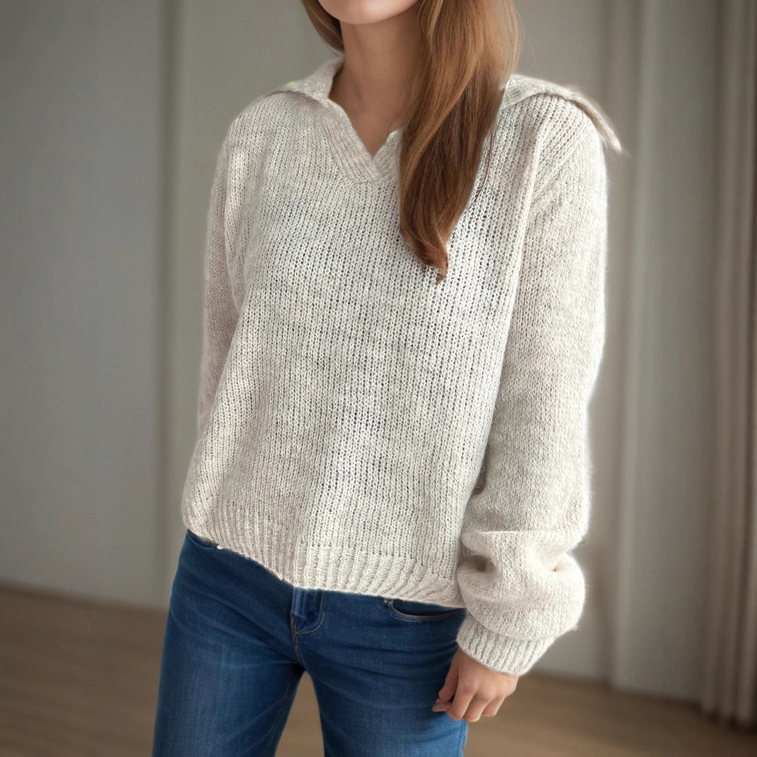 Dame avslappnad tröja med voluminösa ärmar och modern strukturstickning Eva Jonsson-Eva Jonsson