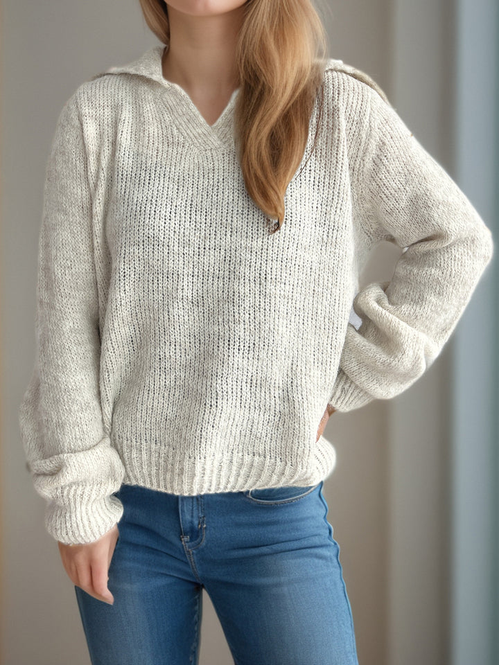 Dame avslappnad tröja med voluminösa ärmar och modern strukturstickning Eva Jonsson-Eva Jonsson