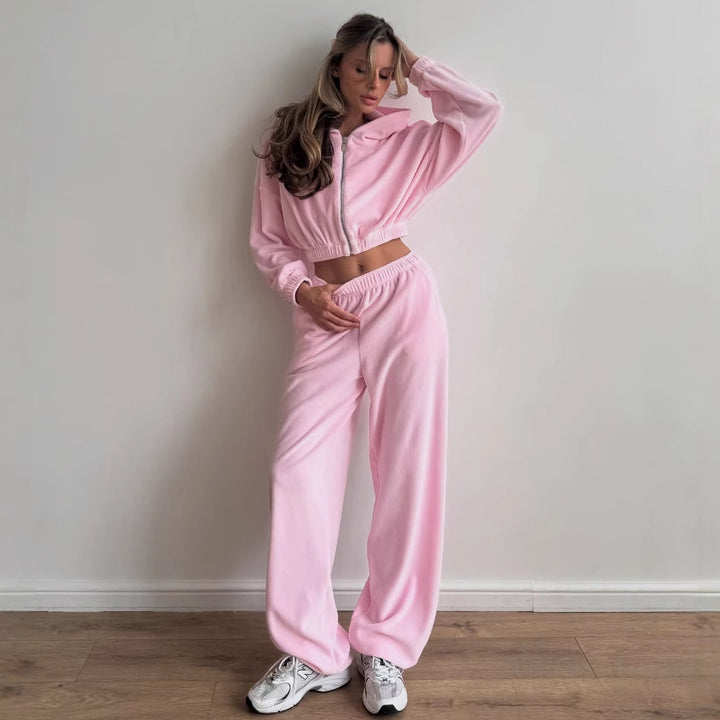 Dame avslappnad velour joggingdräkt Eva Jonsson-Eva Jonsson