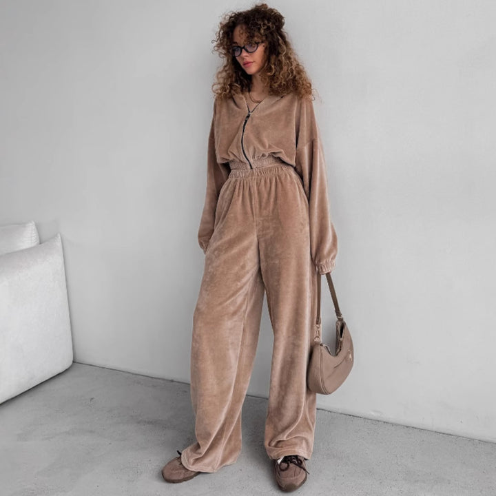 Dame avslappnad velour joggingdräkt Eva Jonsson-Eva Jonsson