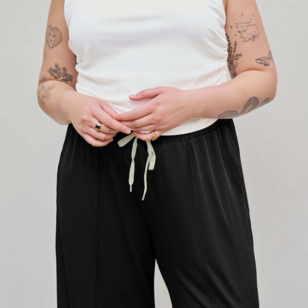Dame baggy fritidsbyxor med elastisk midja och praktisk dragsko Mirla-Eva Jonsson