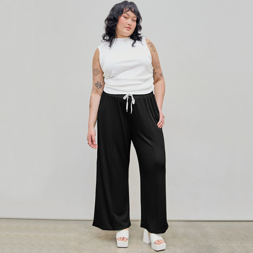 Dame baggy fritidsbyxor med elastisk midja och praktisk dragsko Mirla-Eva Jonsson