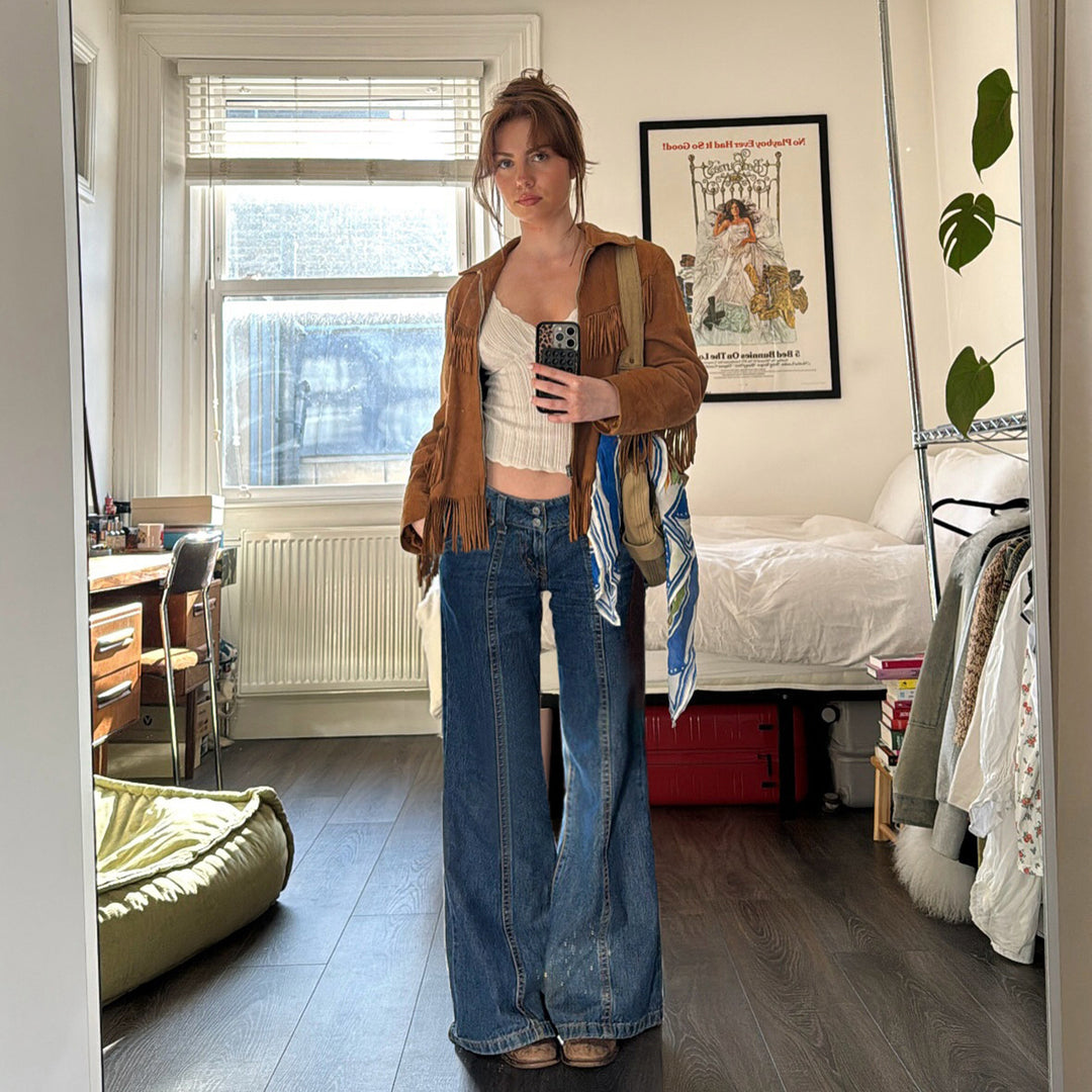 Dame baggy jeans med hög midja och modern skärning Mirla-Eva Jonsson