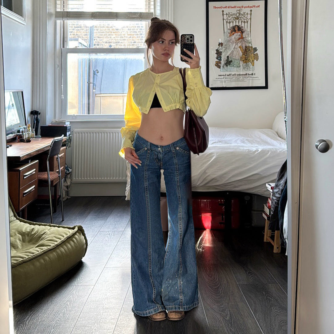 Dame baggy jeans med hög midja och modern skärning Mirla-Eva Jonsson