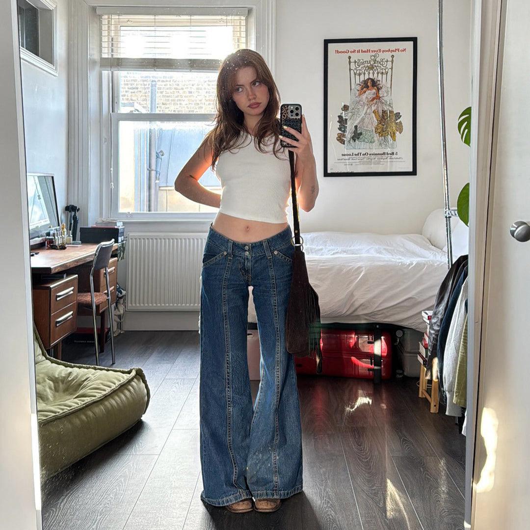 Dame baggy jeans med hög midja och modern skärning Mirla-Eva Jonsson