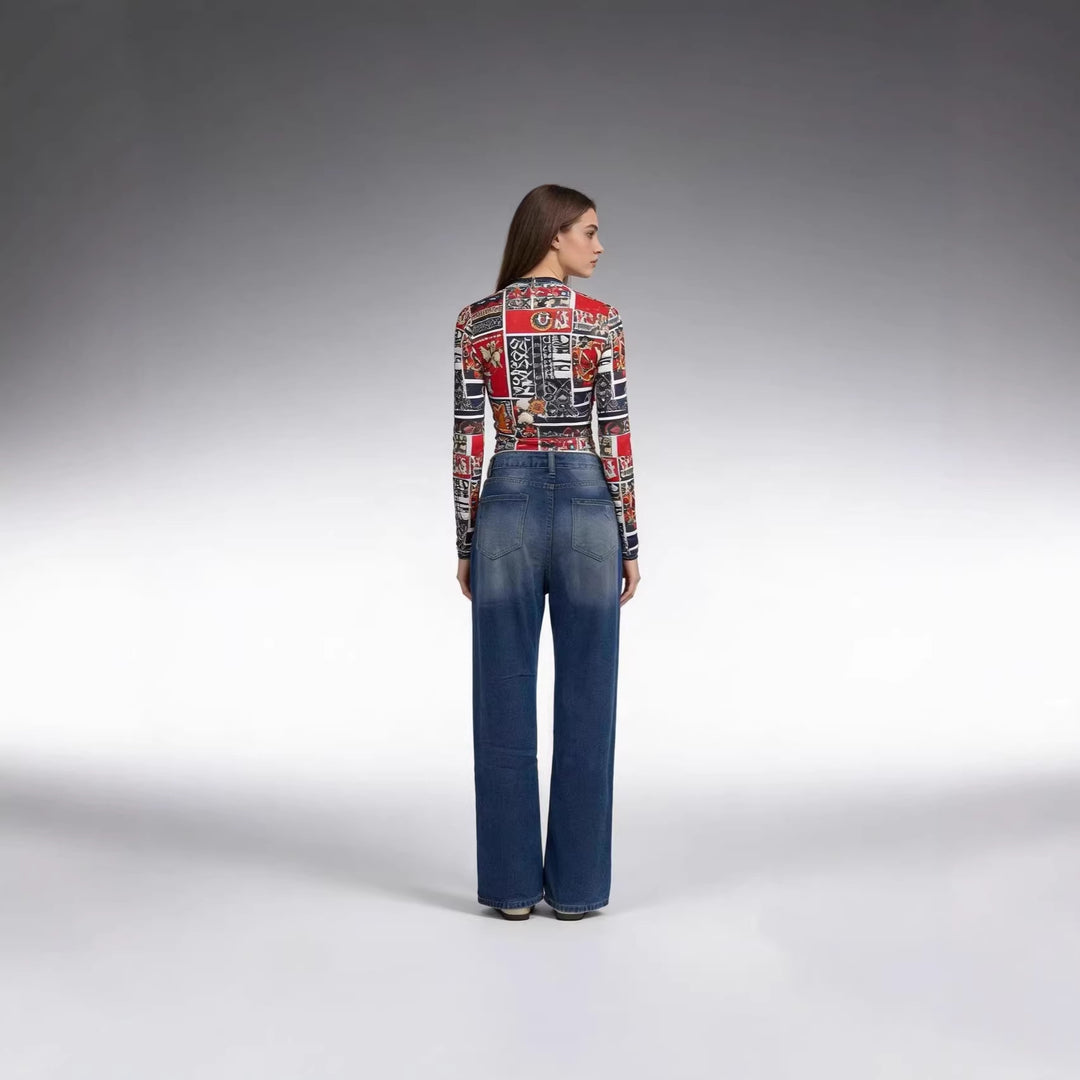 Dame baggy jeans med stiliga destroyed-detaljer och bekväm passform Mirla-Eva Jonsson