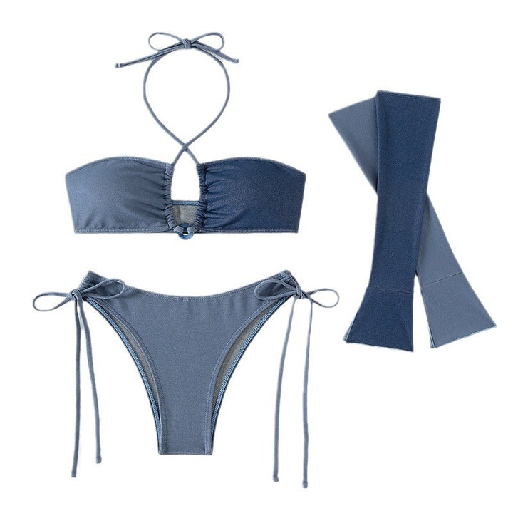 Dame bandeau bikini set med asymmetriska ärmar och justerbara band Mirla-Eva Jonsson