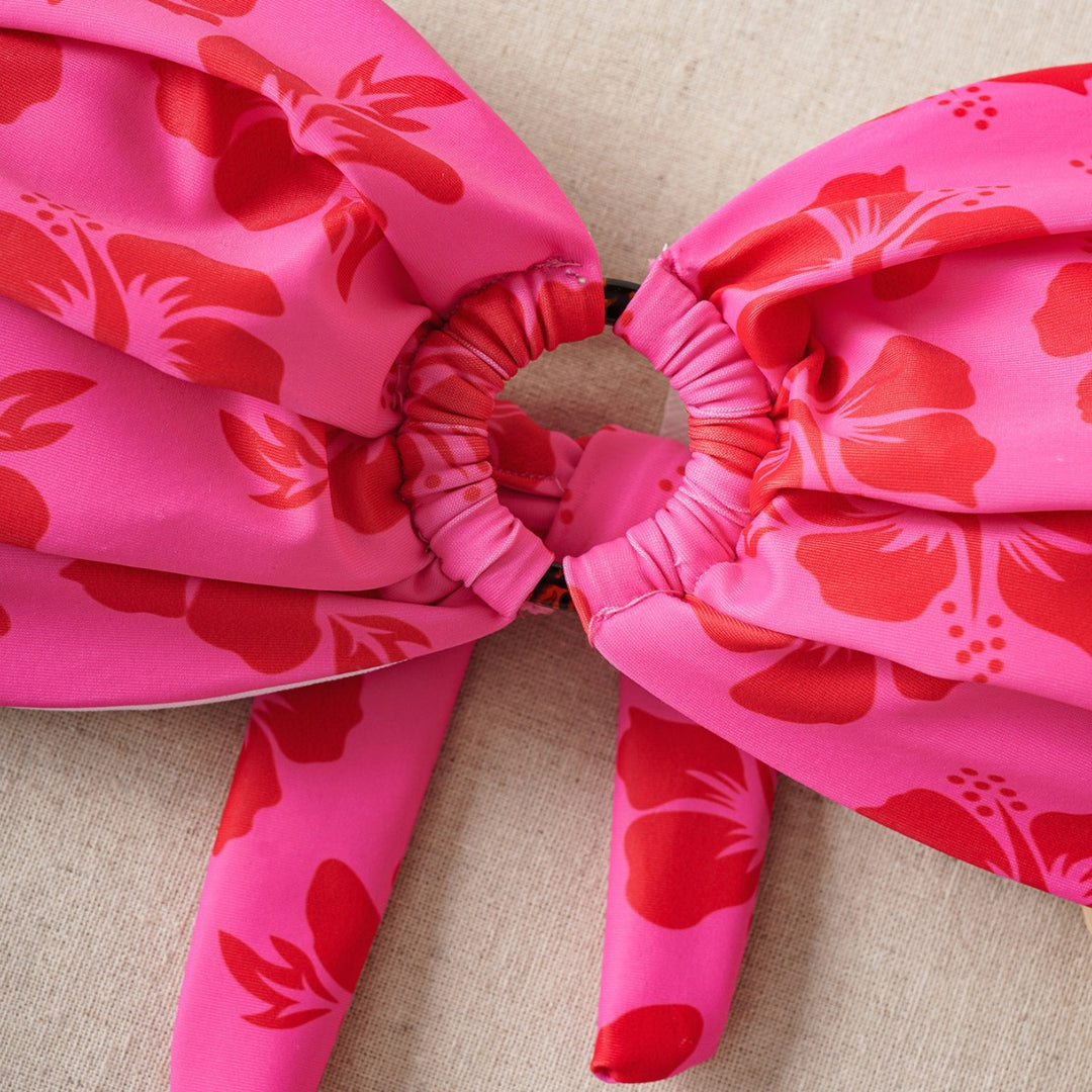 Dame bandeau bikini set med dekorerad knut och blommönster Mirla-Eva Jonsson